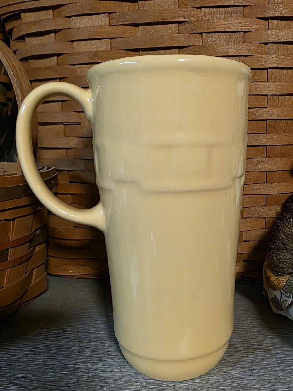 Longaberger Pottery Woven Traditions Tall Mug in the "Butternut Yellow"